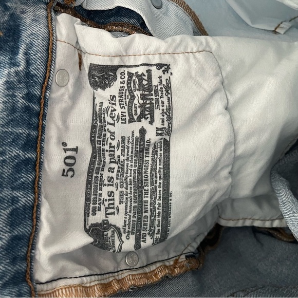 LEVIS sz 29 x 26 501 Two Tone Half Splice Blue Denim Jeans Button Fly - Picture 6 of 12